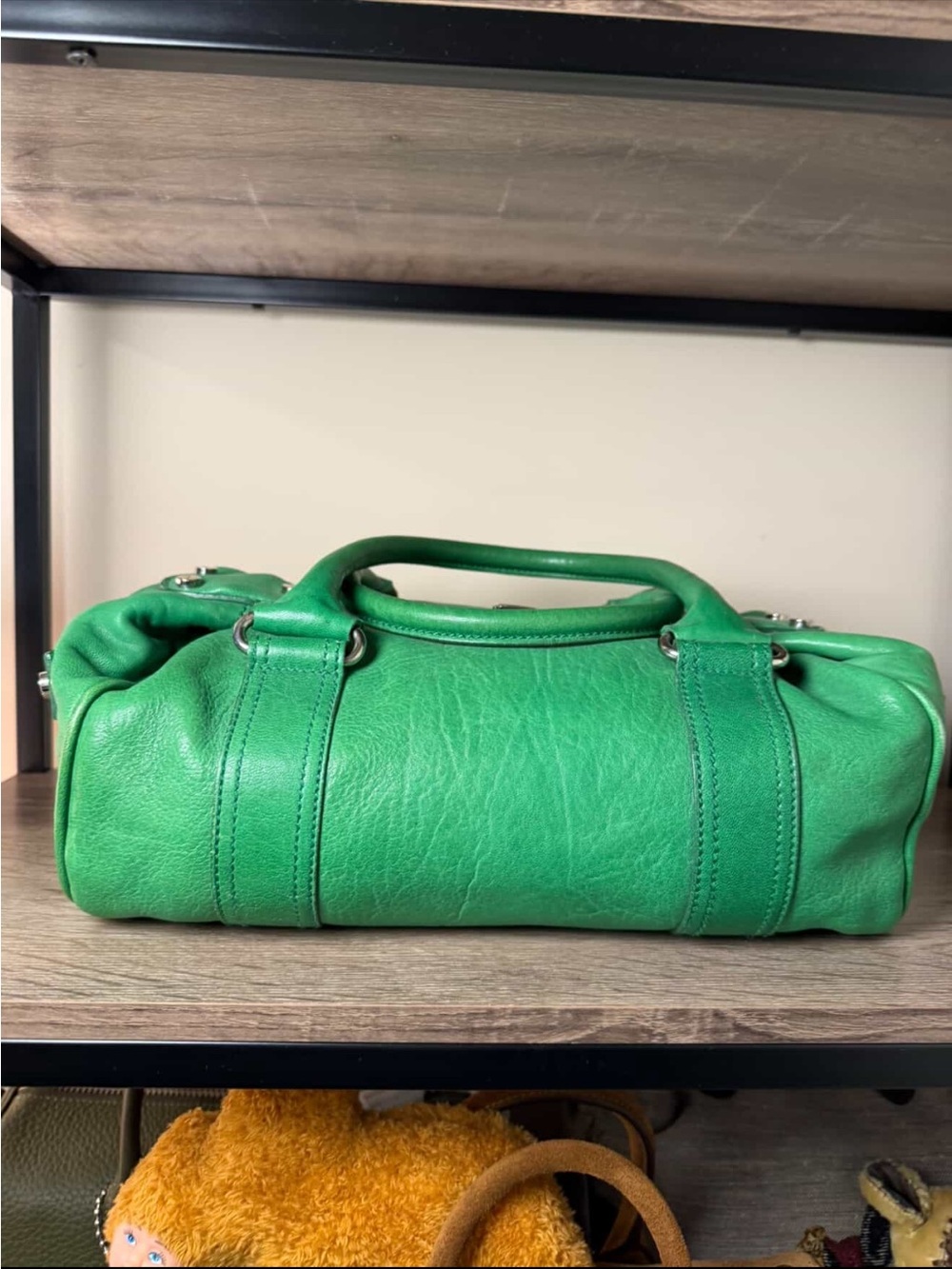 💯Auth! *RARE* VINTAGE! BALENCIAGA CITY WHISTLE BAG Green Leather Silver Hardware - Picture 16 of 16
